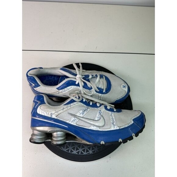Nike Women's Sz 9.5 Shox Remix+ 331152-114 White Cobalt Blue Silver - Picture 1 of 12